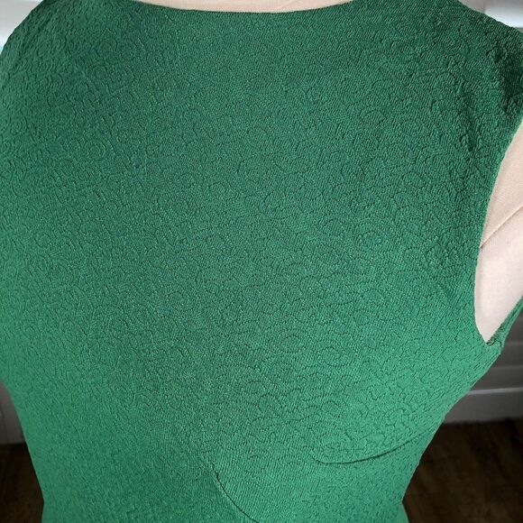 Vtg 70s Handmade Green Day Dress Large Sheath Sleeveless Wiggle Polyester Knee - Picture 8 of 12